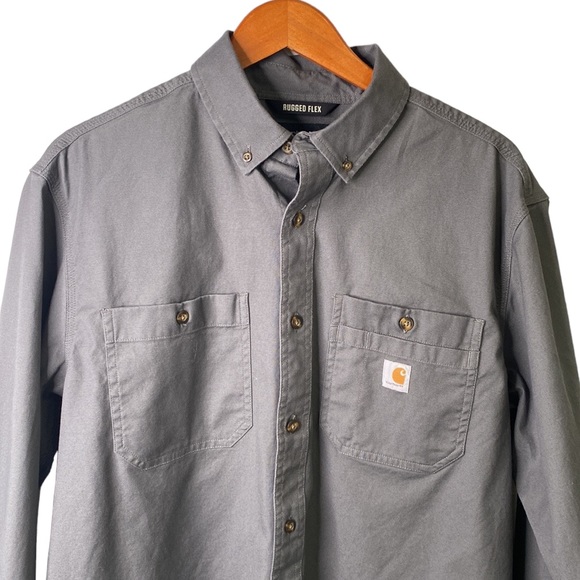 Carhartt Rugged Flex Rigby Relaxed Fit Button Down Shirt Long Sleeve Workwear - Picture 3 of 16